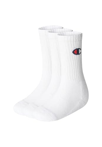 Image of Champion Unisex Kids Core- Junior 3PP Crew Socks, White, 9-11.5 UK (Pack of 3)