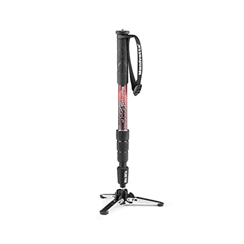 Image of Manfrotto Element MII Video Aluminium Fluid Monopod, Slim and Lightweight, Loads up to 16kg, Foldable Fluid Base, 4 Sections, Twist Locks, for Mirrorless and DSLR cameras Red