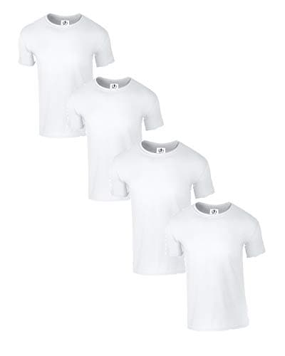 Image of Pack of 4 Premium Crew Neck T-Shirt Plain Regular Fit Short Sleeve 100% Cotton 180gsm XS White