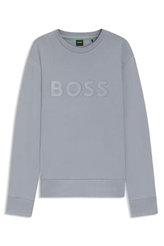 Image of BOSS Mens Cotton Logo Sweatshirt Long Sleeve Dark Grey M