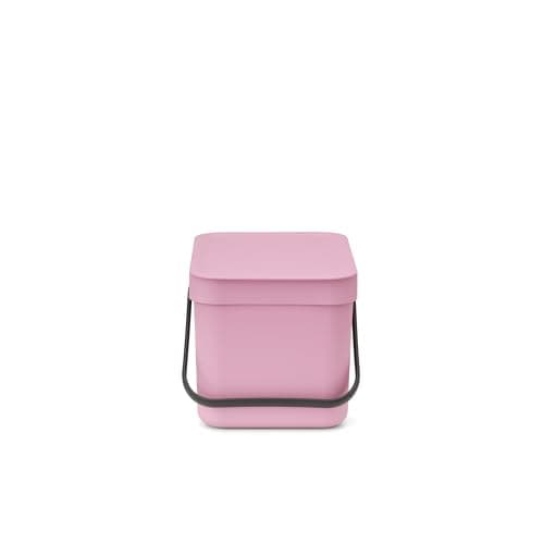 Image of Brabantia Sort & Go Food Waste Bin 6L (Lilac Pink), Space-Efficient Plastic Recycle Bin with Handle, Removable and Stay-Open Lid, Easy to Clean Kitchen Compost Caddy without Nooks and Rims
