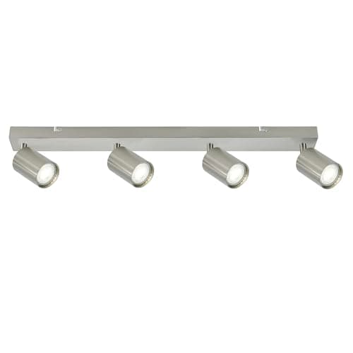 Image of Integral LED Siena 4 Way GU10 LED Spotlight Bar | Modern Indoor Ceiling Light Fitting | Adjustable and Rotatable | Ideal for Living Room, Bedroom, Kitchen and Dining Room - Premium Satin Nickel Finish