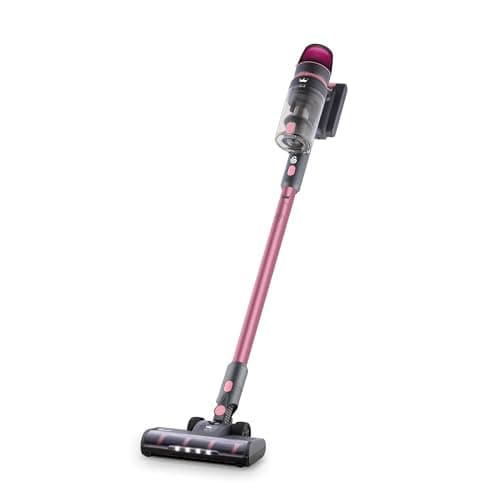 Image of Swan x Lynsey SC15825QOC Cordless Stick Vacuum with 3 Speed Controls, Rechargeable Battery, Anti-Tangle Floorhead, Includes 2-in-1 Crevice Tool, Long Nozzle, Motorised Pet Tool, 29.6V, Pink