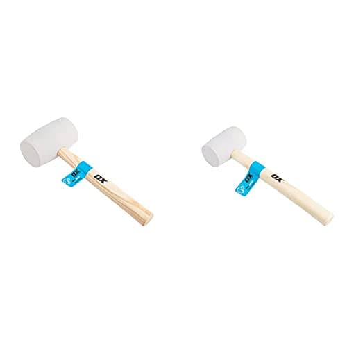 Image of OX Pro White Rubber Mallet - 32 oz & OX Pro White Rubber Mallet - Non-Marking Rubber Mallet Hammer with Wooden Handle - 16 oz