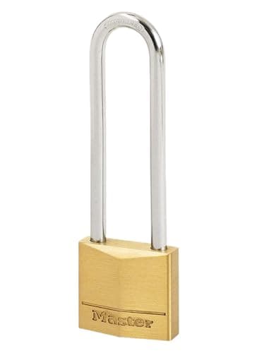 Image of Master Lock 130EURDLJ Key Padlock with Brass Body and Long Shackle, Gold, 9,7 x 3 x 1,2 cm