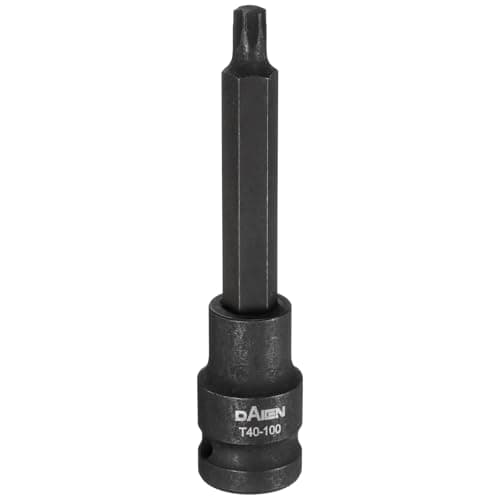 Image of sourcing map T40 Torx Bit Socket 100mm/3.94" Length 1/2" Square Drive Star 6 Point Extension Impact Bit Power Nut Driver Set S2 Steel Socket Ratchet Wrench Bits, Black
