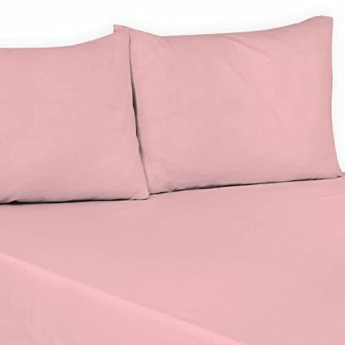 Image of Flat Sheet Plain Dyed Polycotton Bedsheet Super Soft Easy-Care Bedlinen Non-iron Flat Sheets/Top Sheets in Single-Double-King-Super king (Pink, Double)