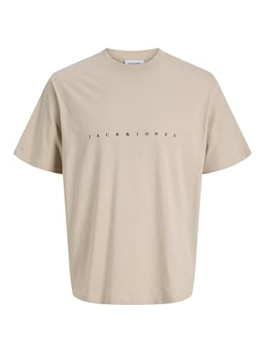 Image of JACK & JONES Mens Jjestar Jj Tee Noos T-Shirt, Beige, XL UK