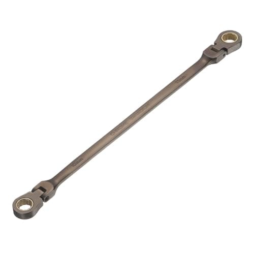 Image of sourcing map Double Box End Wrench Extra Long Flex Head Metric 10 x 11mm 72-Tooth 12-Point Ratcheting Double Box End Wrench 180 Degree Flex Head CR-V Steel for Garage Repair DIY, Black