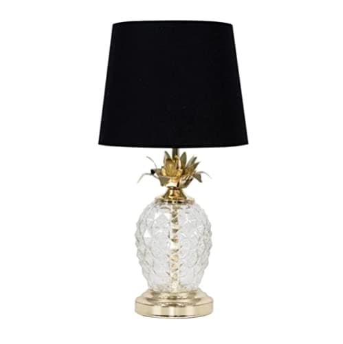 Image of MiniSun | Modern Gold & Clear Glass Pineapple Touch Table Lamp with a Black Shade | Table Lamps & Home Improvements Essential