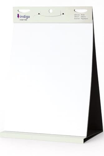Image of indigo® Tabletop Self-Stick Flipchart Pads – 20 Sheets Per Pad, 70gsm Paper – 58.5 x 50cm – Portable Self-Adhesive Easel Pads for Meetings, Training & Classrooms – Pack of 5