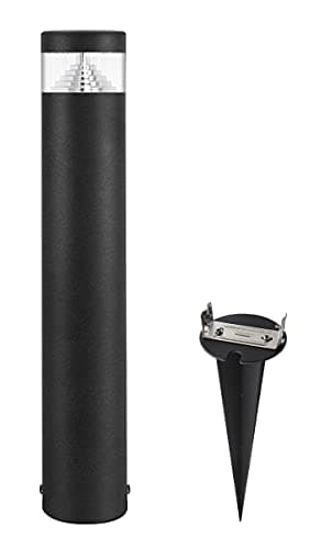 Image of Long Life Lamp Company Modern LED Bollard Post Ground Spike Light Outdoor Garden Pathway Lighting Warm White Stainless Steel Black Finish ZLC302WW