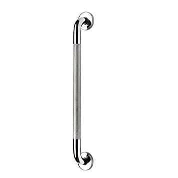 Image of Croydex 60cm Shower Grab Rail - Stainless Steel Hand Rail with Anti-Slip Grip for Bathroom, Chrome, 100kg Capacity Safety Support Bar