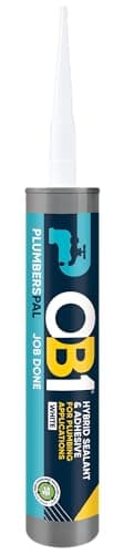 Image of OB1 PlumbersPal White Sanitary Sealant & Adhesive - Ideal for Kitchens & Bathrooms - Mould Resistant - Works in Water - Paintable - Permanently Elastic - 290ml