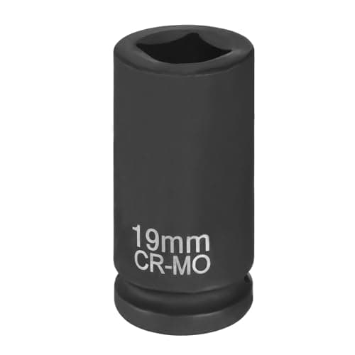 Image of sourcing map 4 Point Square Socket 3/4" Drive 19mm Metric Square Impact Socket CR-MO Blackening Standard Wheel Sleeve Pneumatic Sleeve Tool for Auto Repair Mechanical Maintenance Home Use