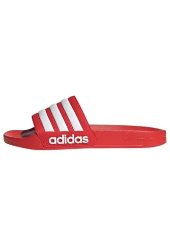 Image of adidas Unisex Adilette Shower Slides Shoes, Vivid Red/Cloud White/Vivid Red, 9 UK