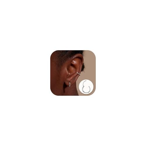 Image of MILACOLATO G23 Titanium Hoop Earrings for Women Men Teen Implant Grade Hypoallergenic Lightweight Small Huggie Hoop Earrings Silver 8mm