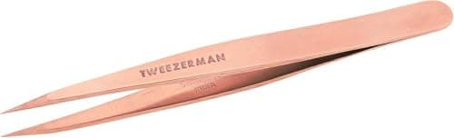 Image of Tweezerman Rose Gold Point Tweezer - Amazon Exclusive Pointed Tweezer Ideal for Facial Hair Removal, Ingrown Hair, Eyebrow & Eyelash Tweezers and Splinter Removal