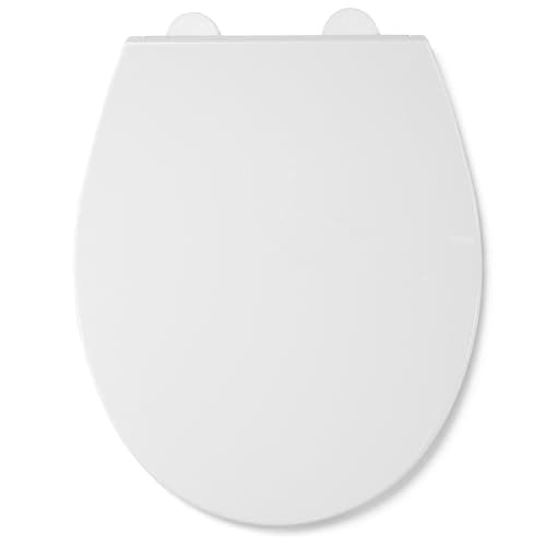 Image of Croydex Premium Oval Shaped Soft Close Toilet Seat - Hard Wearing Thermoplastic with Adjustable Hinges, Quick Release Button for Easy Cleaning, Top Fixing Only, Fits Most Toilets (White O-Shaped)