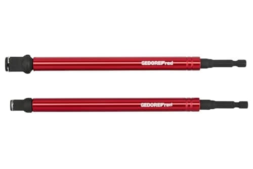 Image of GEDORE red Bit Holder Set of 2 | 200 mm Magnetic Bit Holder with Quick Twist Sleeve | for 1/4 Inch Bits & 3/8 Inch / 1/2 Inch Sockets | Extra Long for Hard to Access Areas