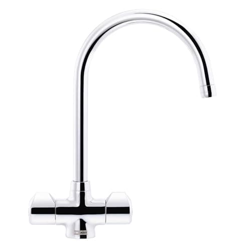 Image of Franke Danube J Spout Traditional Twin Lever Chrome Kitchen Mixer Tap