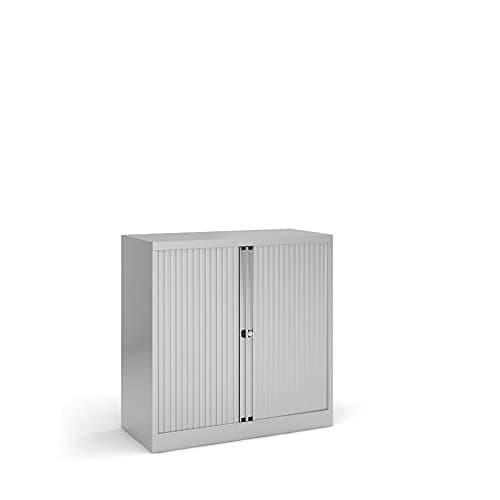 Image of Mr Office Bisley systems storage low tambour cupboard 1000mm high - silver