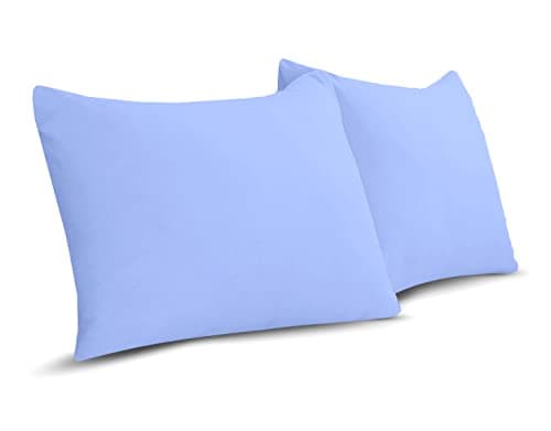 Image of A ATH COLLECTION 100% Egyptian Cotton Pair OF Pillowcases 200 Thread Count Soft Pillow Cases 2 Pack (Blue)