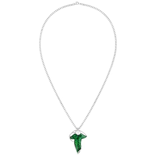 Image of MFUOE The Ring Necklace Elegant Elf Tree Leaf Enamel Chain Vintage Green Leaf Elven Pendant Necklace for Great Gifts Clothing