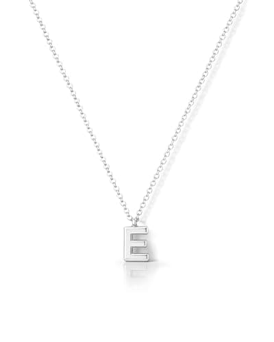 Image of HANLI Silver Initial Necklaces for Women Teen Teenage Girls – S925 Sterling Silver Letter E Initials Name Personalised Necklace Dainty Cute Trendy Girls Birthday Christmas Gifts Jewellery
