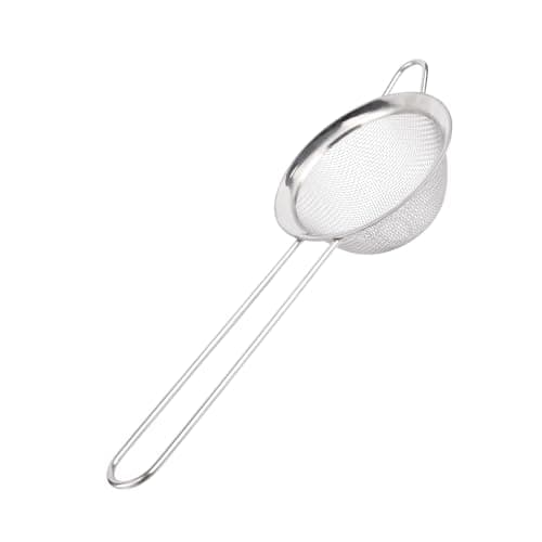 Image of Metal Sieve Stainless Steel 8cm 3" - Tea & Fruit Fine Mesh Strainer, Baking, Food Grade, Cocktail Drinks Strainer, Juice Strainer for Pulps & Seeds