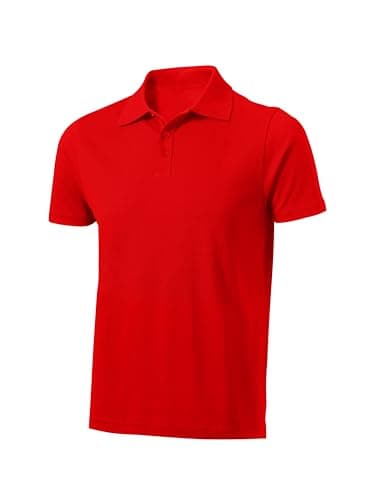 Image of Love My Fashions Mens Polo Shirts Short Sleeve & Knitted Collar, Regular Fit, Casual Plain Cotton T-Shirts for Adults Red