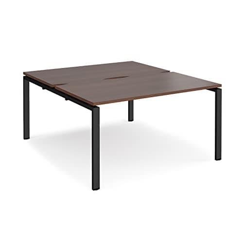 Image of Mr Office Adapt back to back desks 1600mm deep - black frame, Walnut, 1400