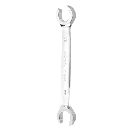 Image of sourcing map Flare Nut Wrench 22mm x 24mm Metric Double Open End Thick Spanner Mirror Polish Finish 45# Steel Brake Line Wrench for Fuel Tube Hose Transmission Line, Silver