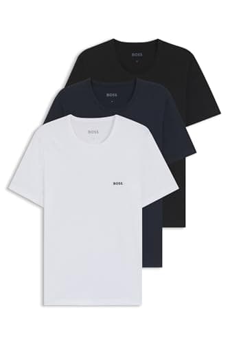 Image of BOSS Mens Tshirt RN 3P Classic Three-Pack of Cotton Underwear T-Shirts with Logos