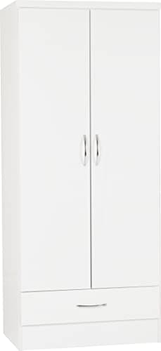 Image of Seconique Nevada 2 Door 1 Drawer Wardrobe in White Gloss