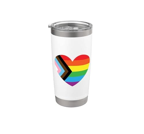 Image of Progress Pride Rainbow Heart LGBTQ+ Stainless Steel Insulated Tumbler