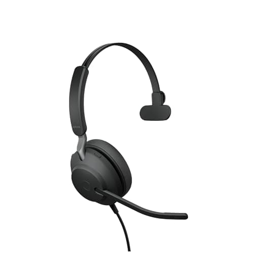 Image of Jabra Evolve2 40 PC Headset – Noise Cancelling UC Certified Mono Headphones With 3-Microphone Call Technology – USB-A Cable – Black