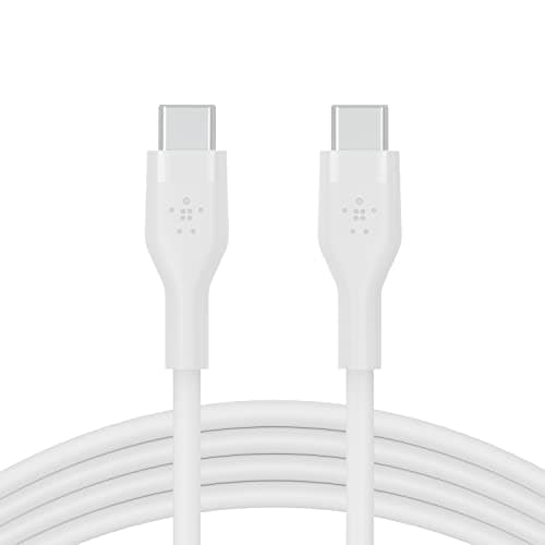Image of Belkin BoostCharge Flex silicone USB C charger cable, USB-IF certified USB type C to USB type C charging cable for iPhone 16, 15, Galaxy S24, S23, iPad, MacBook, Note, Pixel and more - 2m, white