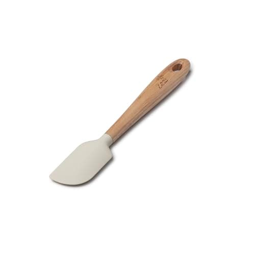 Image of Zeal Silicone Spatula with Ash Wooden Handle – 19cm Non-Scratch, Heat-Resistant Cooking & Baking Spatula for Mixing, Scraping & Folding (Cream)