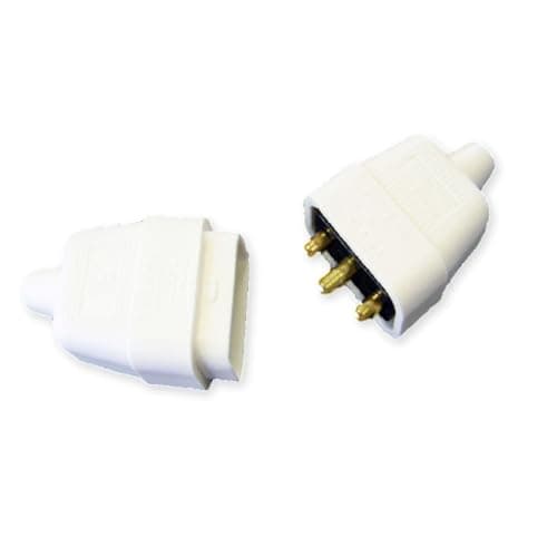 Image of Pro Elec 3 Pin In-Line Rubber Connector, 10A White