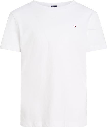 Image of Tommy Hilfiger Boys’ Short Sleeve Round Neck T-Shirt, White (Bright White), 16 Years