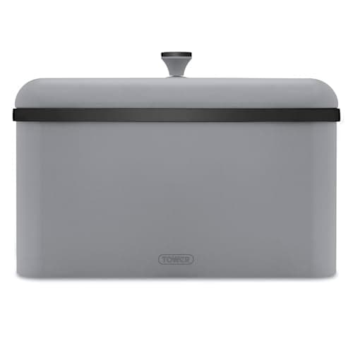Image of Tower Sera Bread Bin Grey and Smoked Trim, Stainless Steel