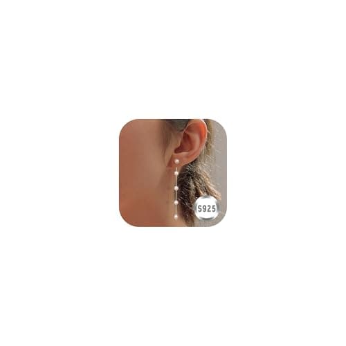 Image of Dochais s925 long pearl earrings, 14k gold-plated pearls earrings, gold/silver earring with pearl,hanging earring, waterproof hypoallergenic fashion jewelry for women girls