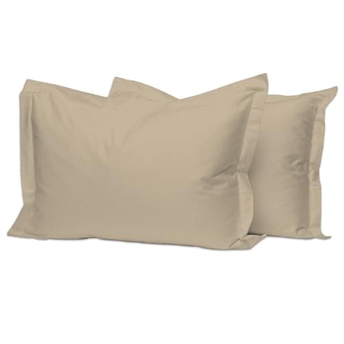 Image of Pizuna 100% Cotton Long Pillow Cases 2 Pack 50x90cm King Size Pillow Covers Simply Taupe, 400 Thread Count Long Staple Combed Cotton Pillowcases, Luxurious Soft Sateen Large Pillowcases 2 pack