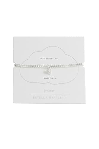 Image of Estella Bartlett Mum in a Million Folded Heart Bracelet – Silver Plated Sienna Stretch Bracelet, Sentimental Gift for Mum, Mother’s Day Jewellery