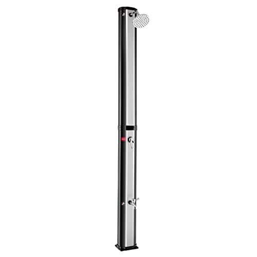 Image of COSTWAY 20L/35L/38L Solar Heated Shower, Temperature Adjustment 2-Section Garden Pool Shower with 360 Degree Shower Tap, Handheld Shower Head & Foot Faucet (35L Without Handheld Head, Black+Silver)