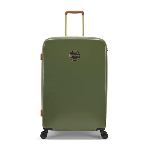 Image of Joules Heritage Collection Color Block Olive & Tan Hardside Luggage, 4 Wheel Troller Spinner Suitcase, Large 28 x 75.5 x 49.5 cm