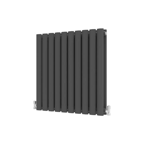 Image of Radbliss Oval Column Horizontal Radiator 600x590mm Anthracite Double Central Heating Designer RAD