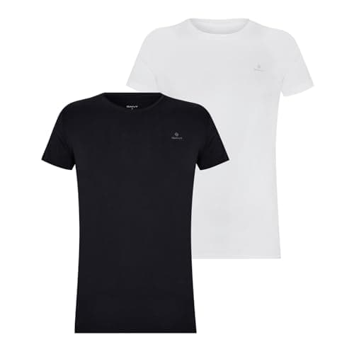 Image of GANT Men's C-Neck 2-Pack T-Shirt, Black/White, Standard, Black/White, One Size