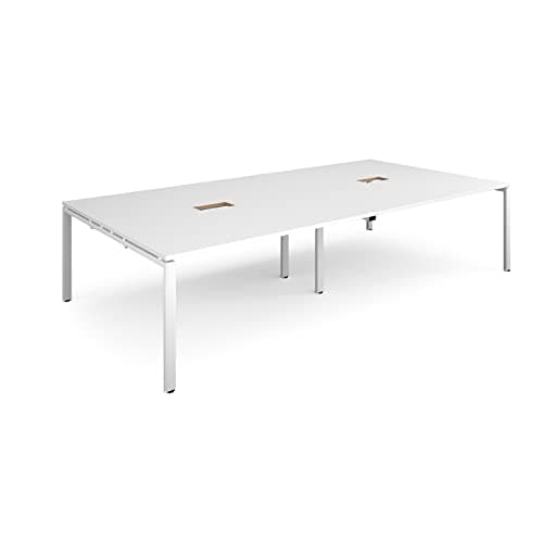 Image of Mr Office Adapt rectangular boardroom table, with power ready cutouts - white frame, White